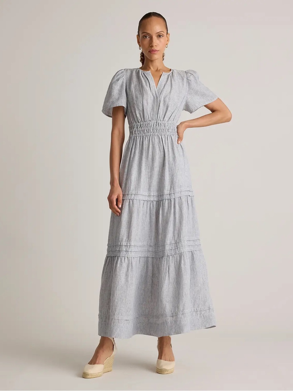 Quince 100% European Linen Tiered Maxi Dress SZ XL - Picture 2 of 6